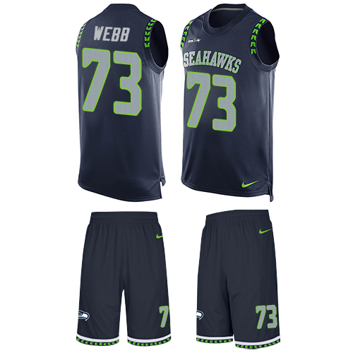 Men's Limited J'Marcus Webb Nike Jersey Navy Blue - #73 Tank Top Suit NFL Seattle Seahawks